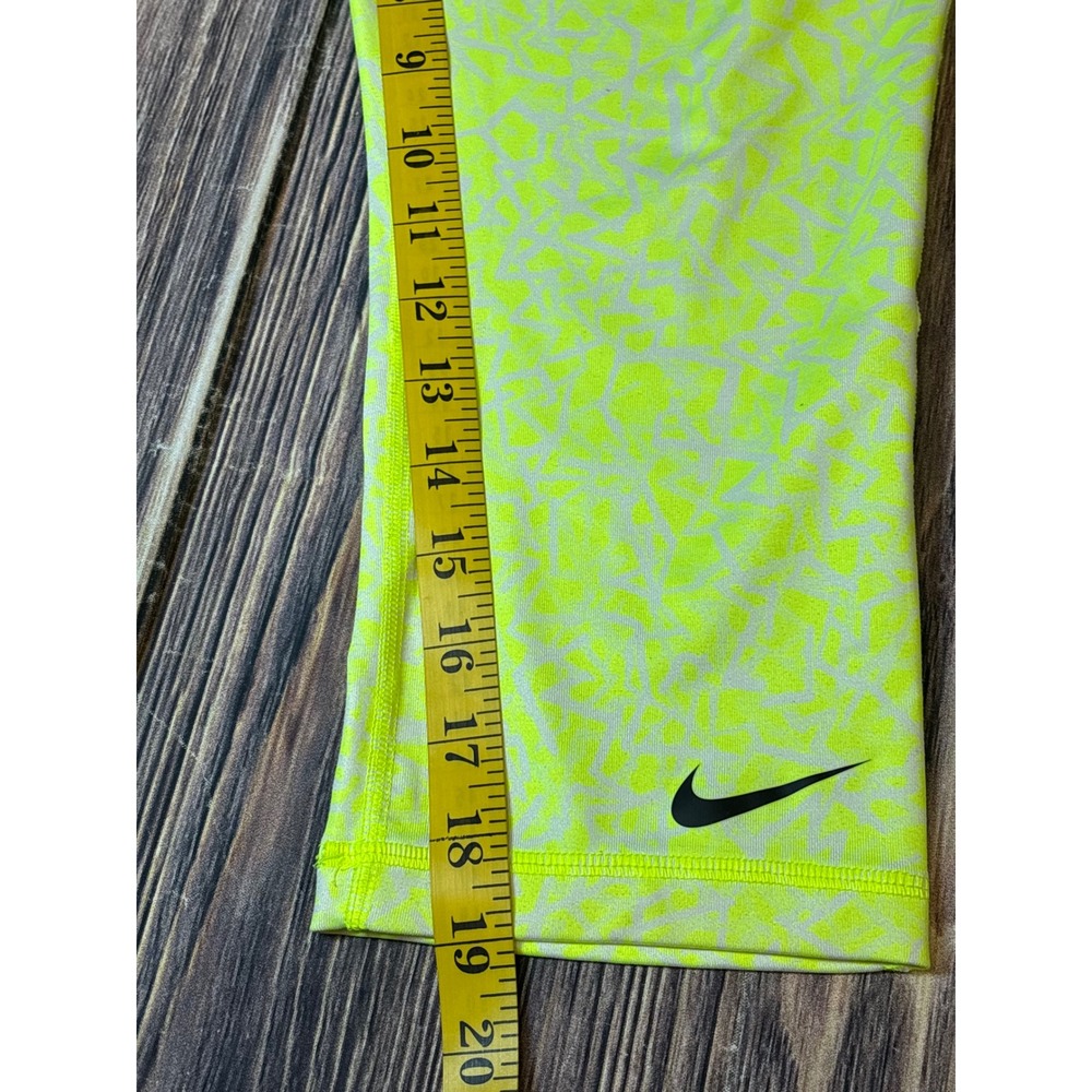 Nike Dri-FIT Leggings Womens S Neon Yellow White Geometric Print Capri 646194 - Picture 7 of 14